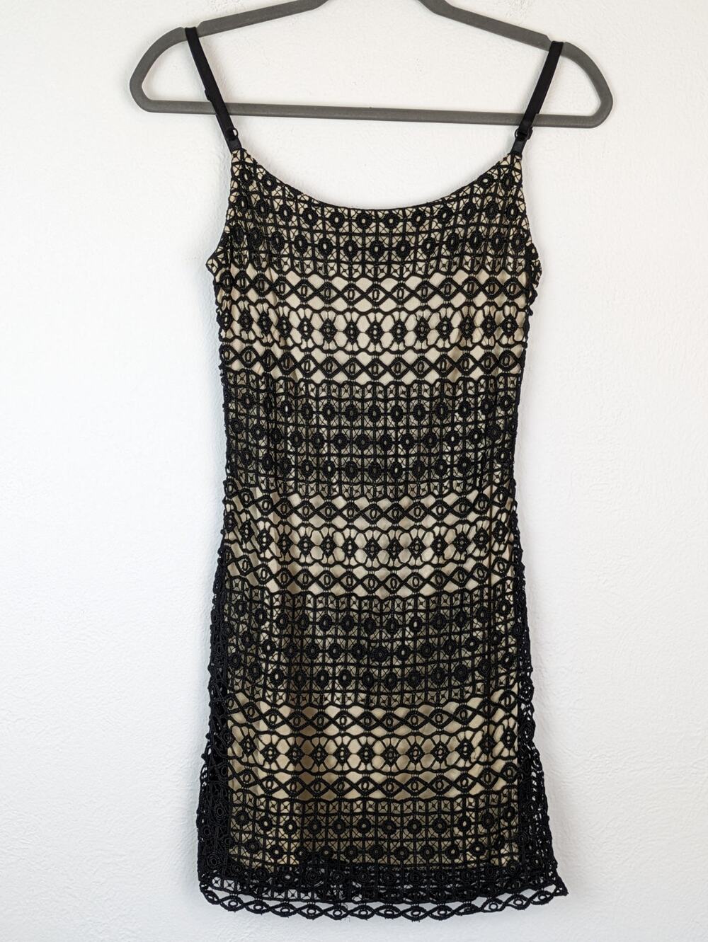 Ronen Chen Dress Lace Slip Designer Black 90s Y2K Sexy Nude Designer Size XS